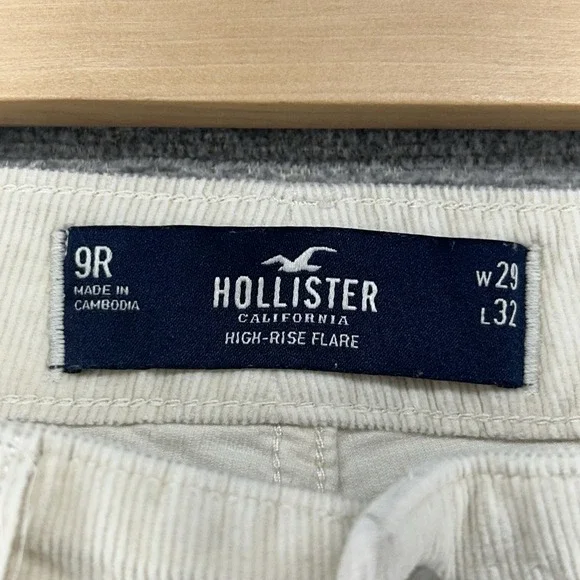 Hollister Flare Corduroy Pants Women Size 29x30 High Rise Beige Casual Boho - Picture 3 of 9